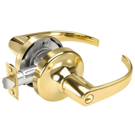 YALE Grade 2 Storeroom/Closet Cylindrical Lock, Pacific Beach Lever, Conventional Cylinder, Bright Brass PB5305LN 605